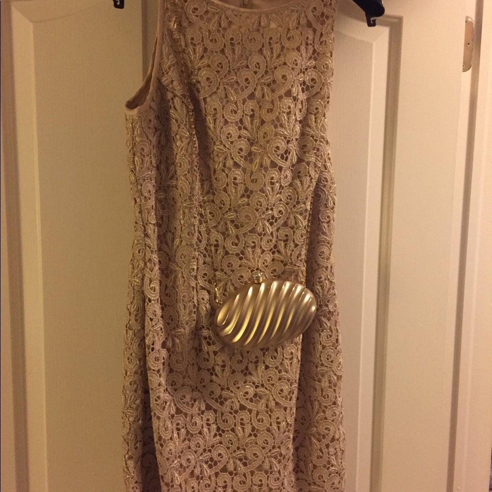 NewYears Eve Gold party dress w/ bag and shoes !